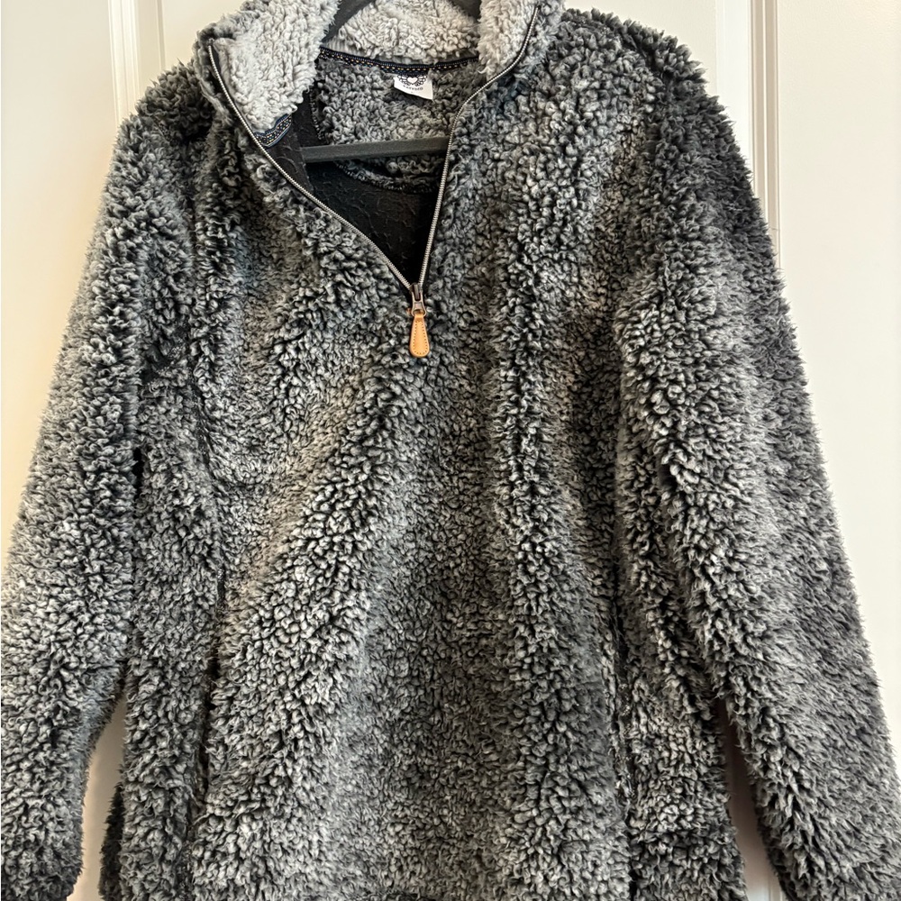 Cozy Gray Sherpa Jacket